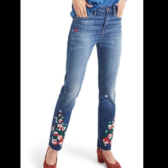 MADEWELL HighRise Slim BoyJean Embroidered Edition Jeans - Picture 1 of 13